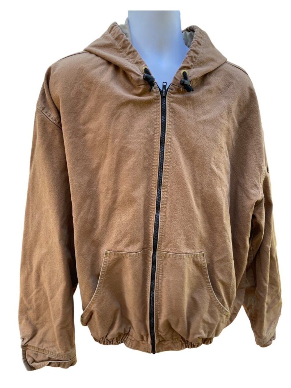Bulwark Flame-Resistant Brown Hooded Jacket 3XL-RG With Zip Front & Elastic Hem